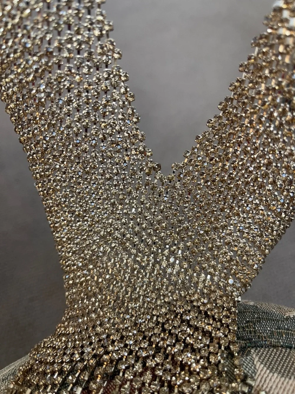 NATASHA Fringe Gold Cascading Rhinestone necklace - Picture 3 of 5